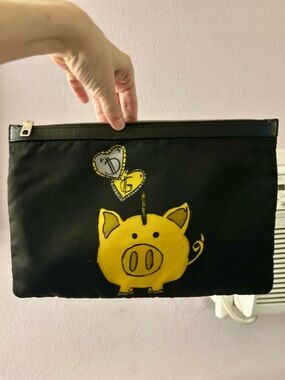 DOLCE & GABBANA Golden Pig Collection Heart Logo Zip Clutch Pouch Pochette
